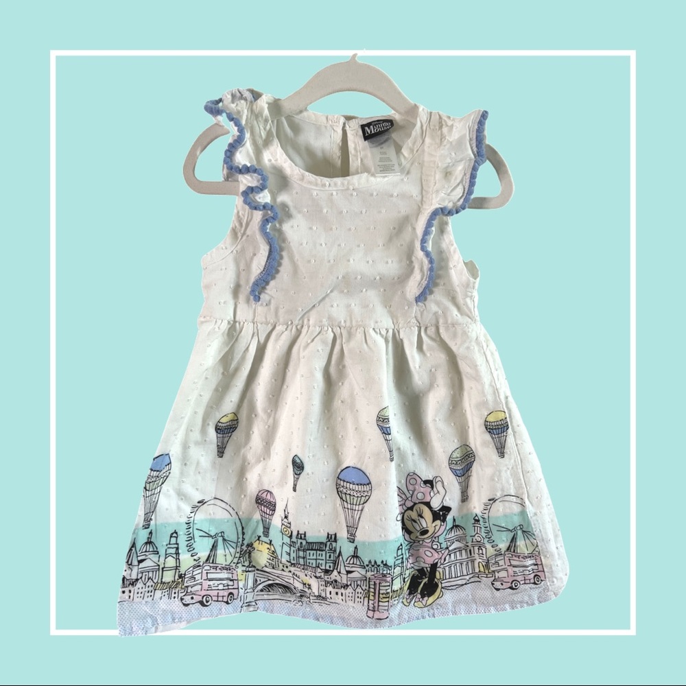 Disney Minnie Mouse Swiss Dot Ruffle Sleeve Hot Air Balloon Dress—3T